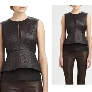 Diane von Furstenberg Delian Jacquard Peplum Black Top. Size: 8.